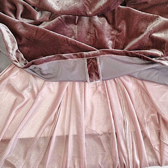 Coco Melody Velvet Maxi Sz Small Peach Velvet One Shoulder Gown Wedding Swiftie - Picture 10 of 16